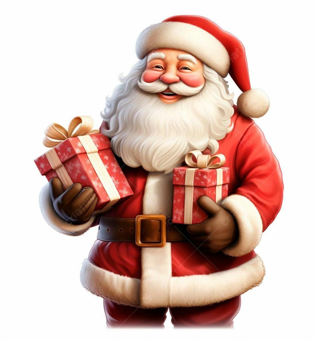 Papai Noel alegre com presentes de Natal
