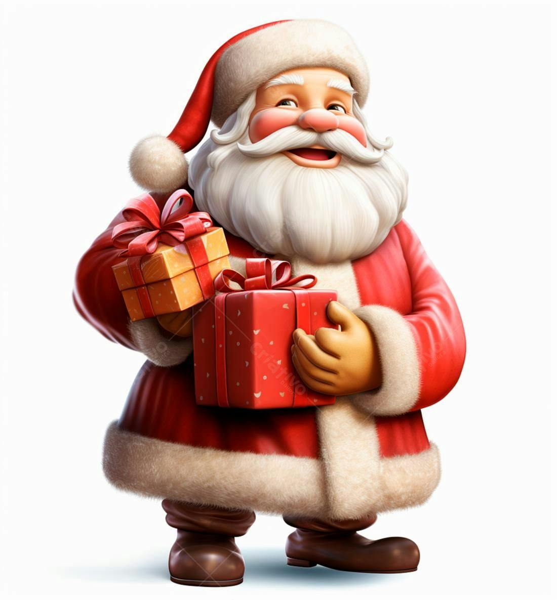 Papai Noel alegre com presentes de Natal