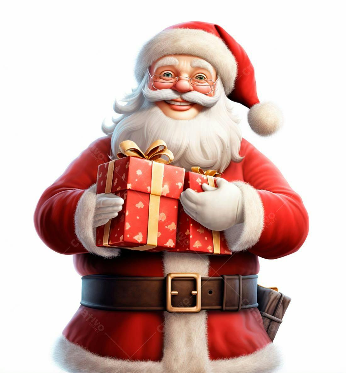 Papai Noel alegre com presentes de Natal
