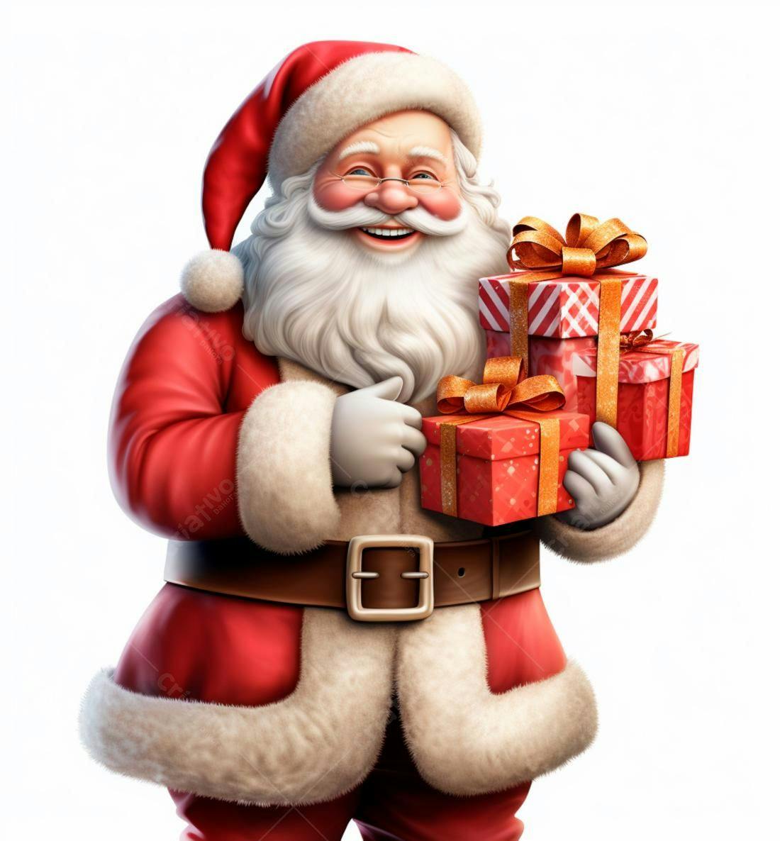 Papai Noel alegre com presentes de Natal