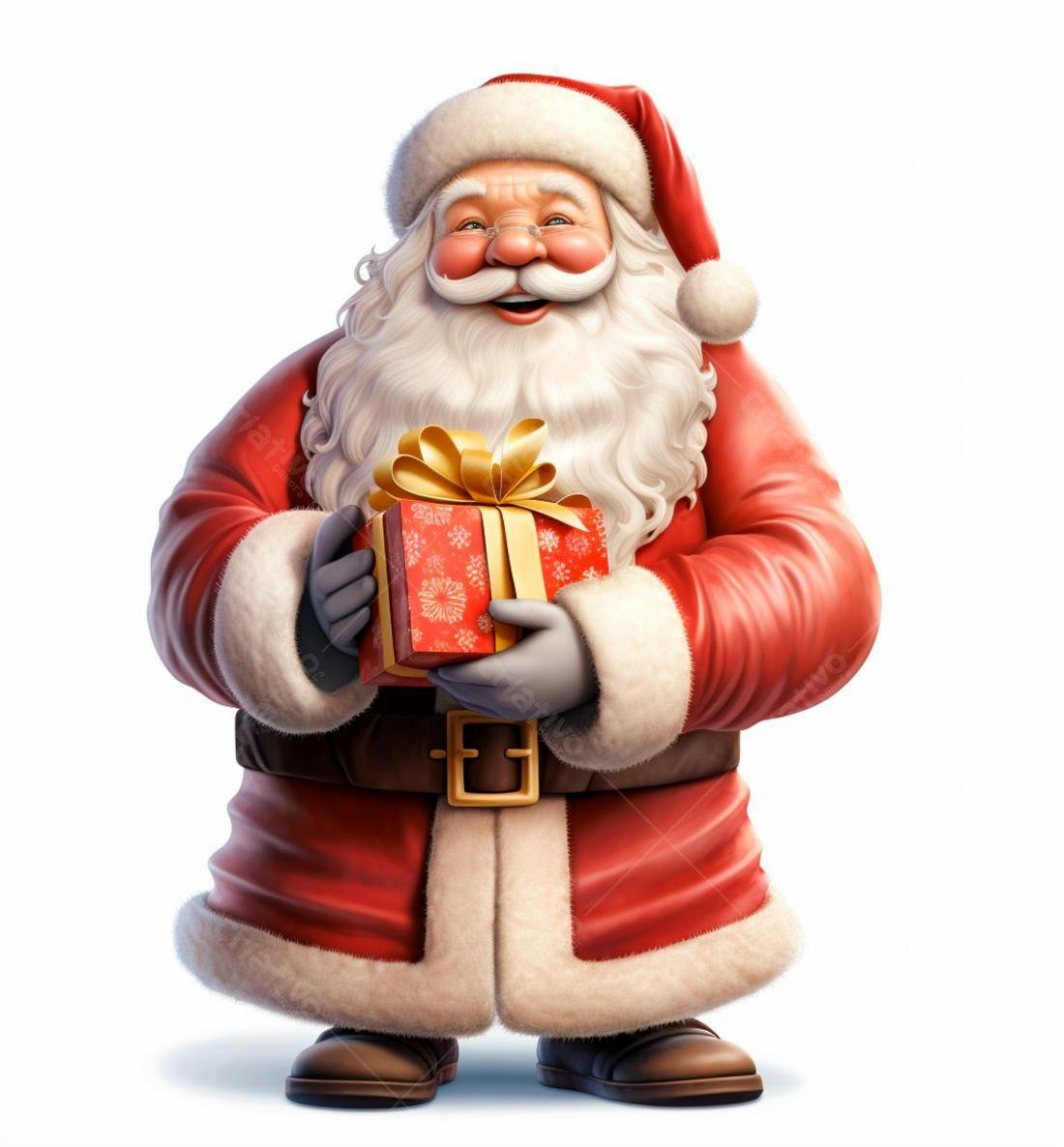 Papai Noel alegre com presente de Natal