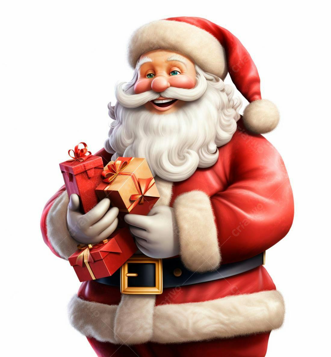 Papai Noel alegre com presentes de Natal