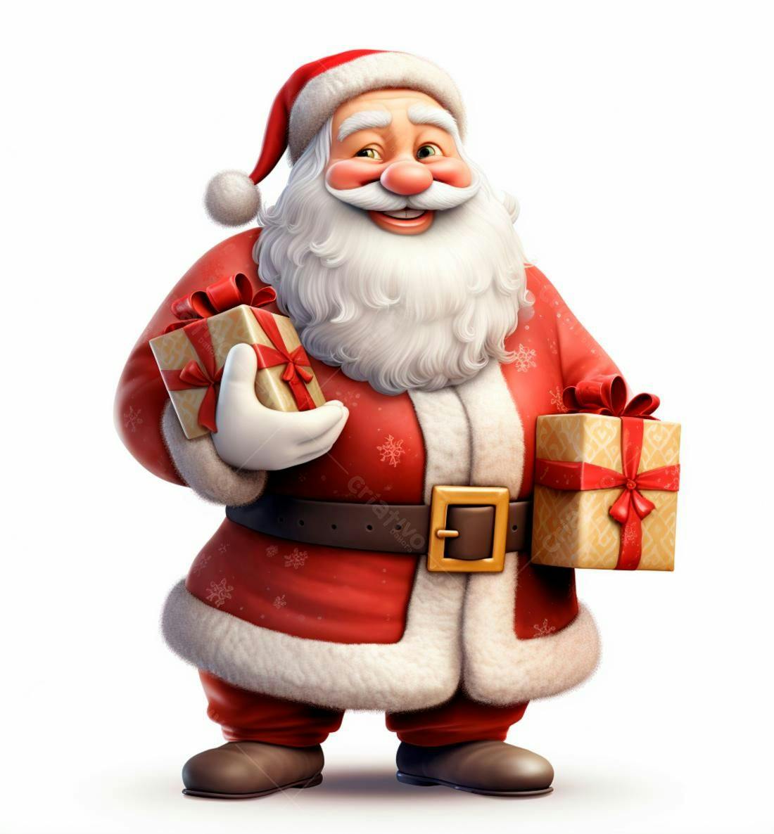 Papai Noel alegre com presentes de Natal