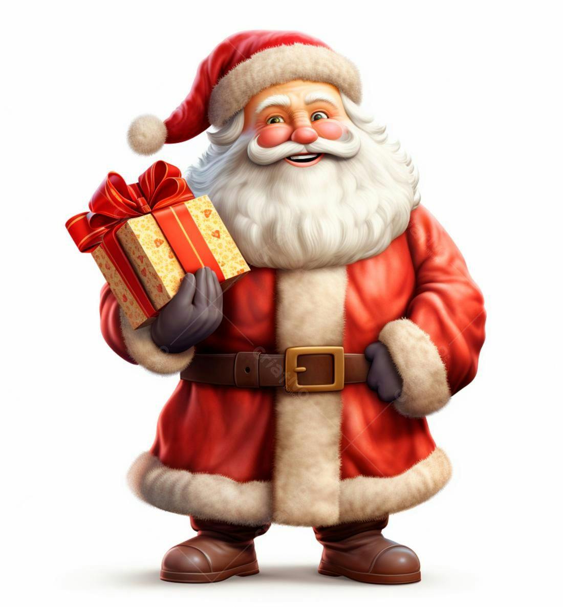Papai Noel alegre com presente de Natal