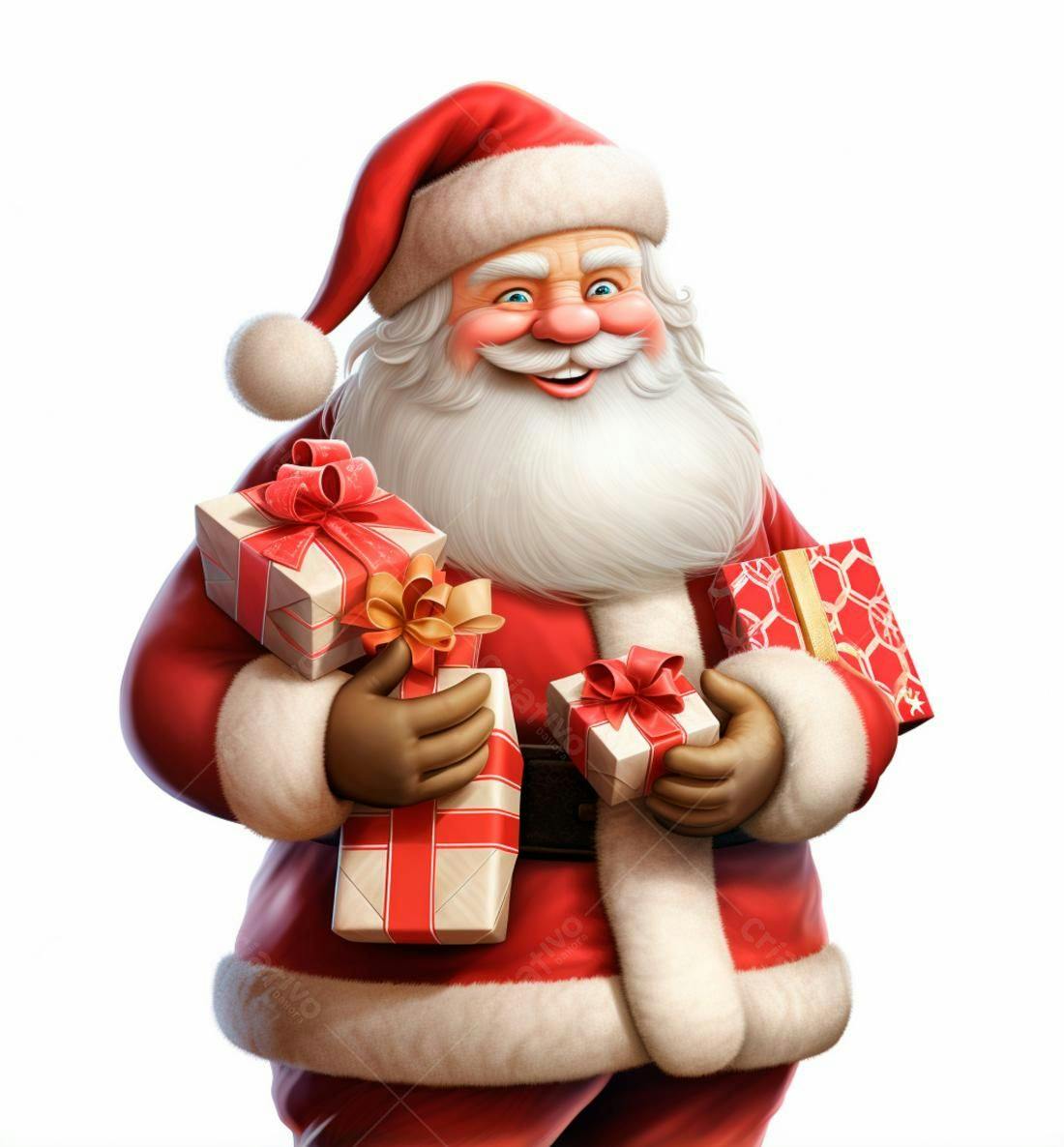 Papai Noel alegre com presentes de Natal
