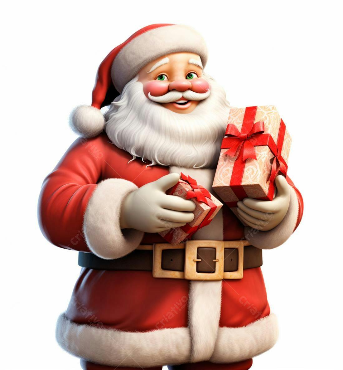 Papai Noel alegre com presentes de Natal