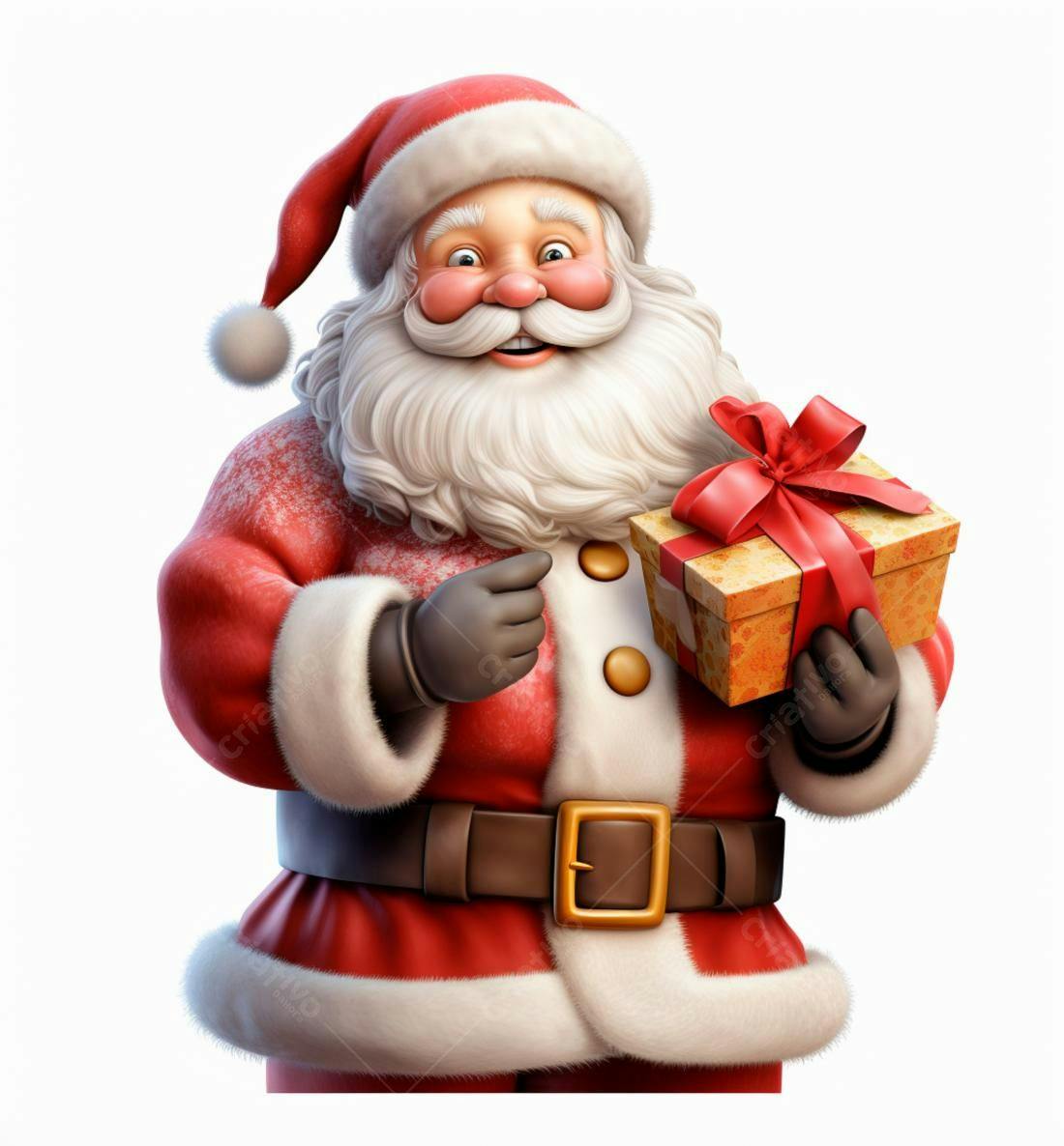 Papai Noel alegre com presente de Natal