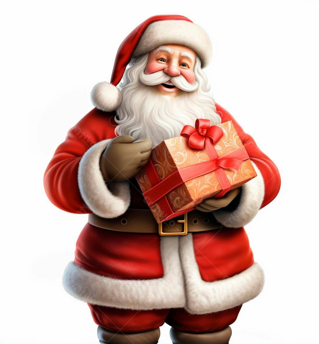 Papai Noel alegre com presente de Natal