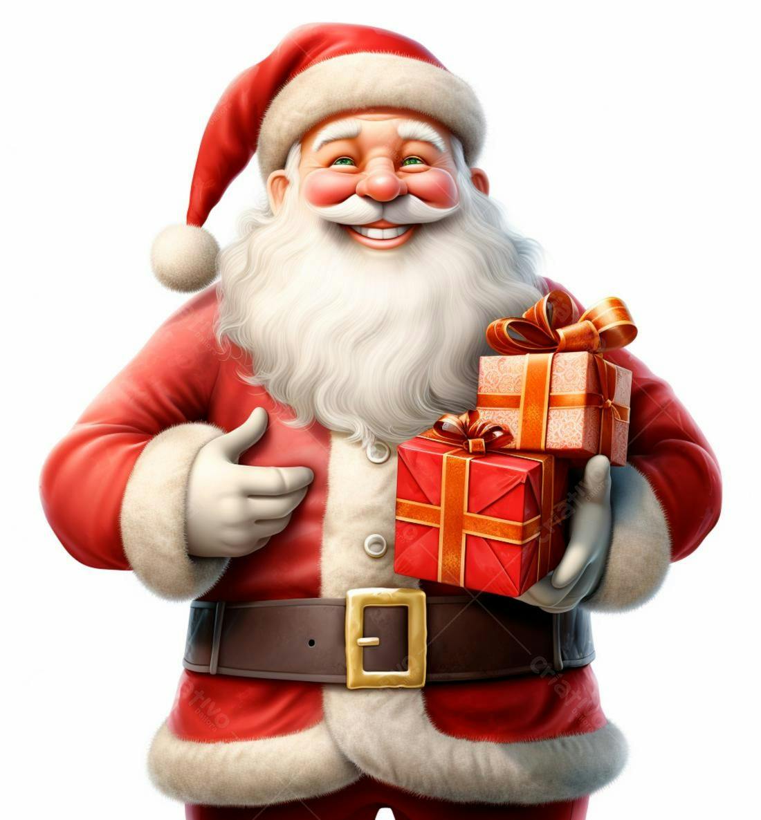 Papai Noel alegre com presentes de Natal