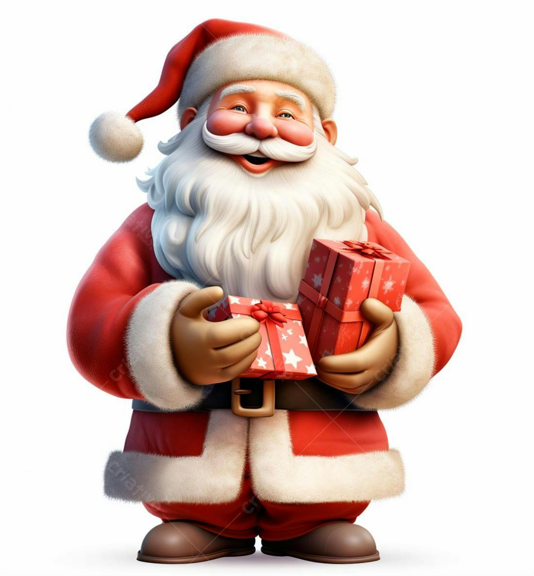 Papai Noel alegre com presentes de Natal