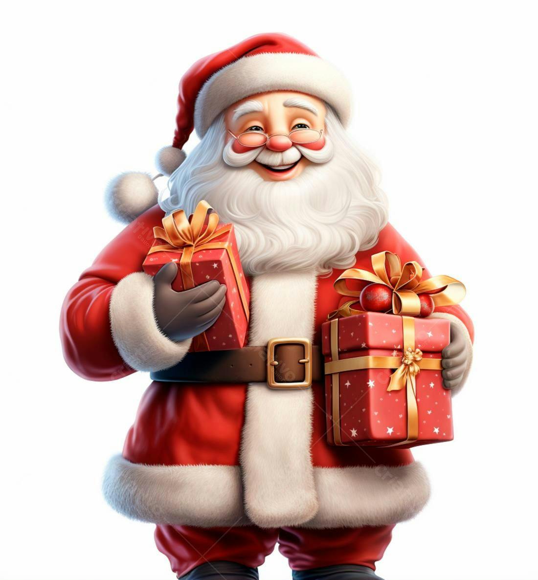 Papai Noel alegre com presentes de Natal