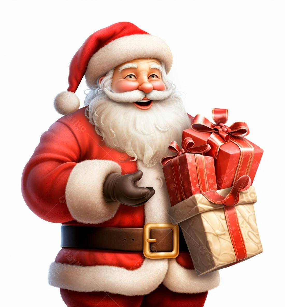 Papai Noel alegre com presentes de Natal