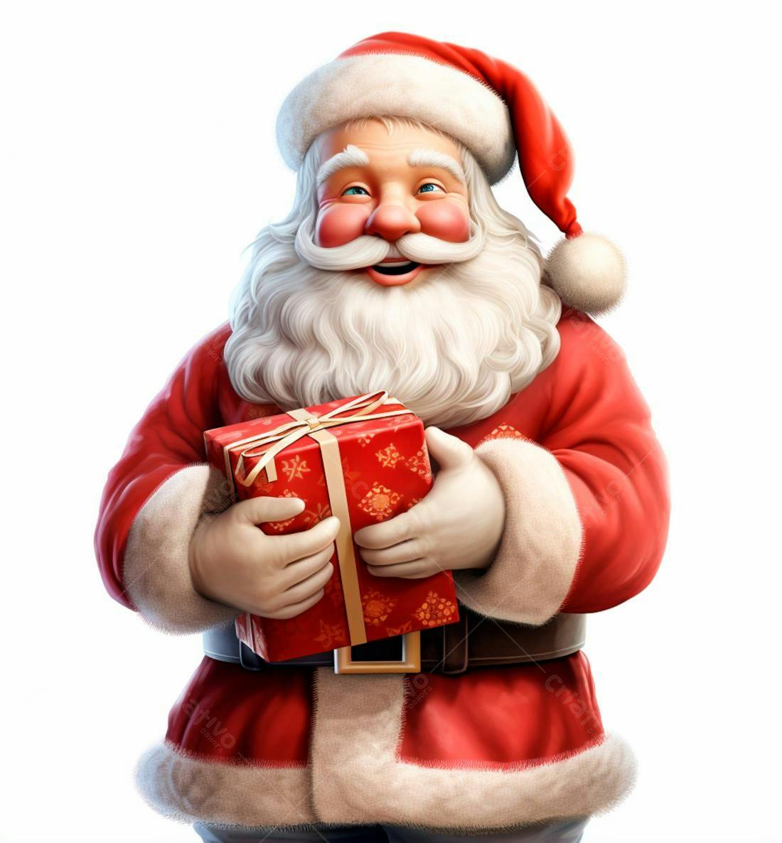 Papai Noel alegre com presente de Natal