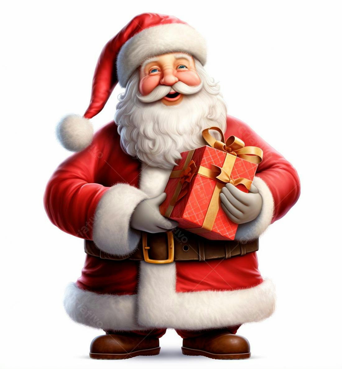 Papai Noel alegre com presente de Natal