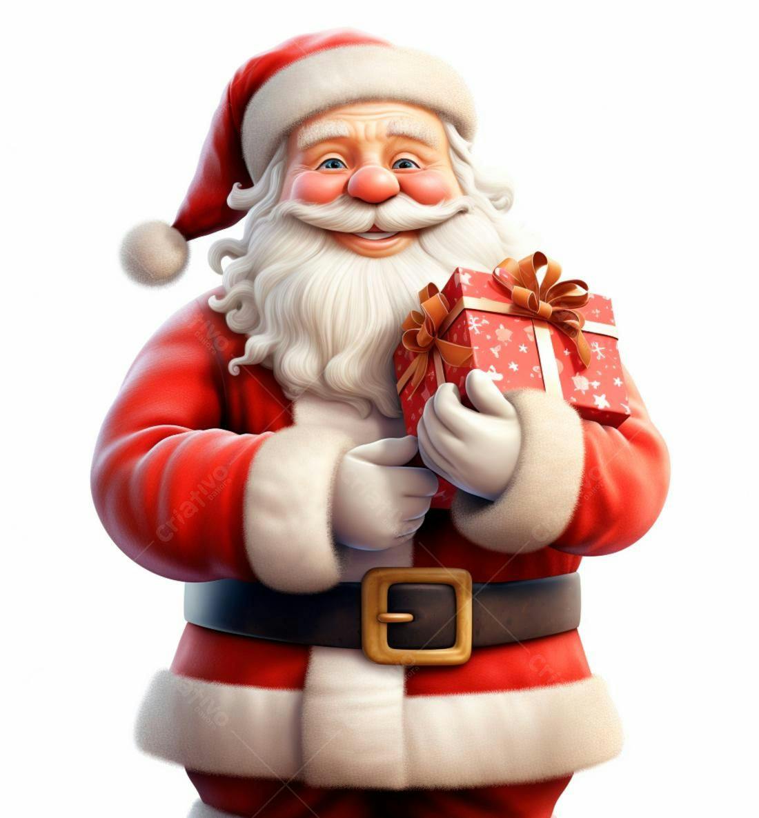 Papai Noel alegre com presente de Natal