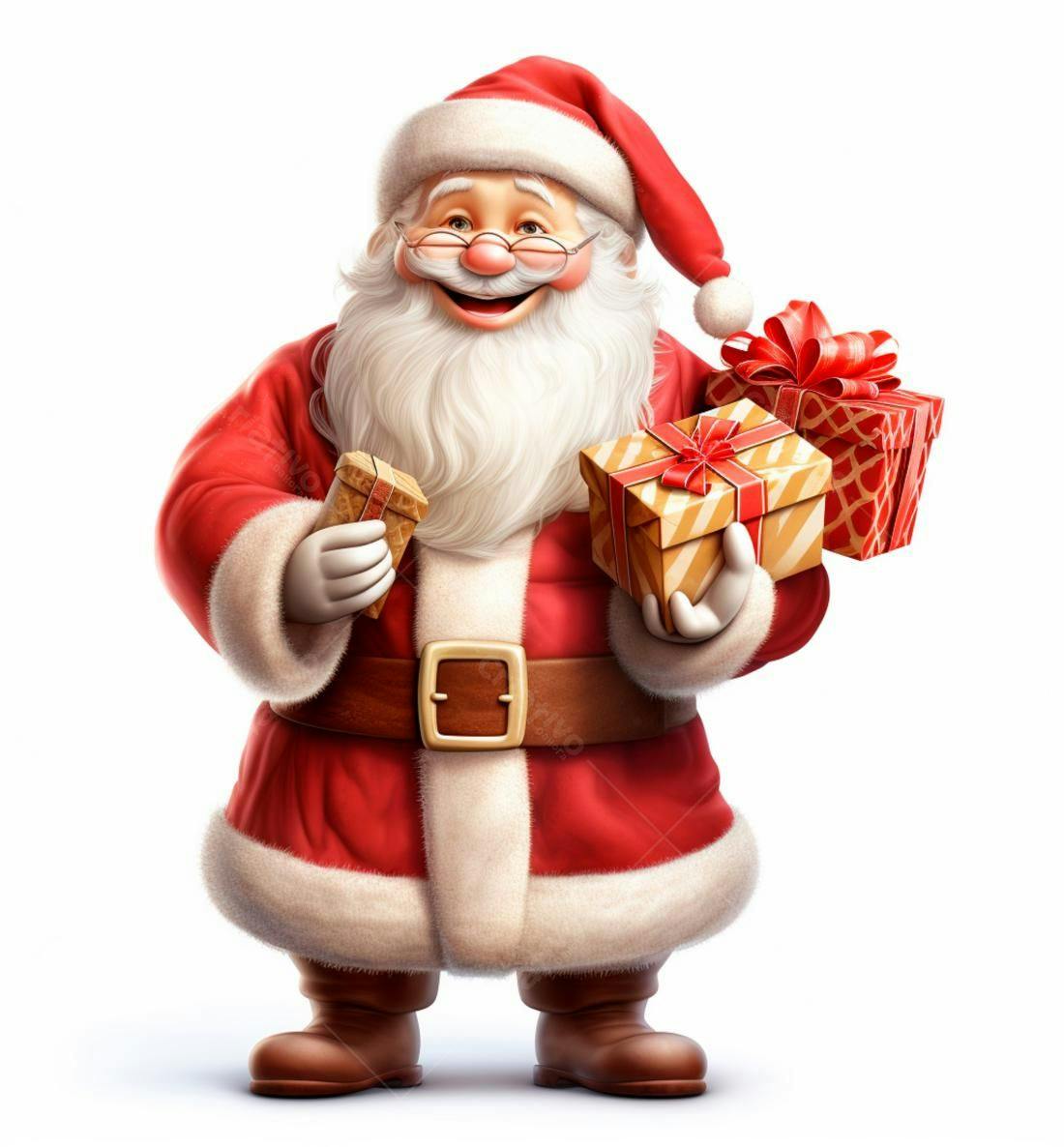 Papai Noel alegre com presentes de Natal