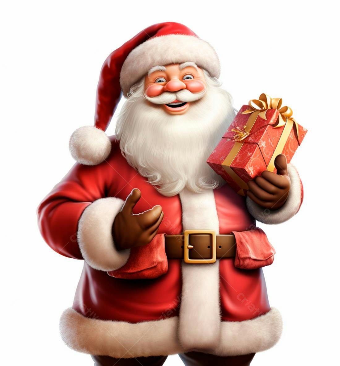 Papai Noel alegre com presente de Natal