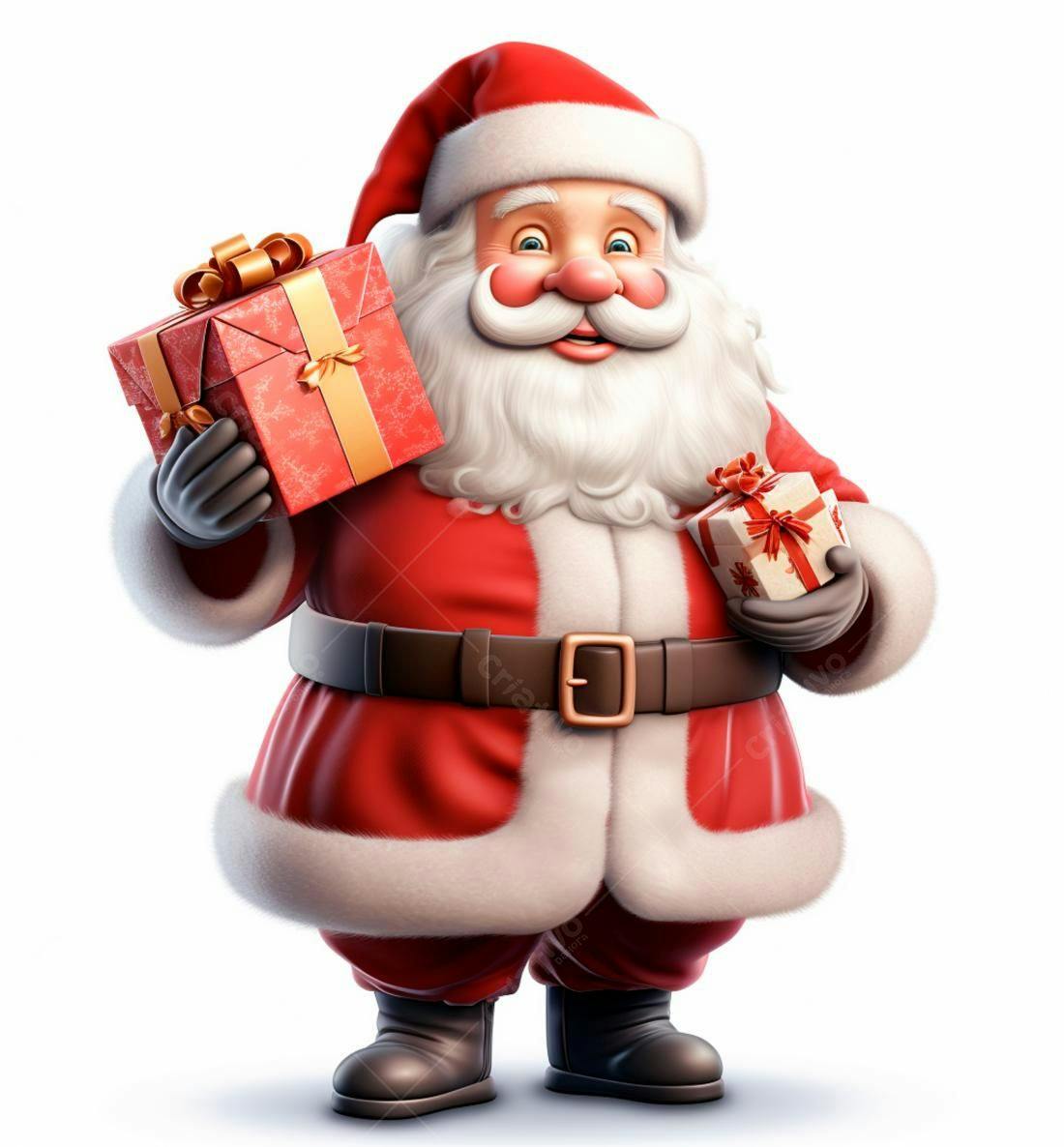 Papai Noel alegre com presentes de Natal