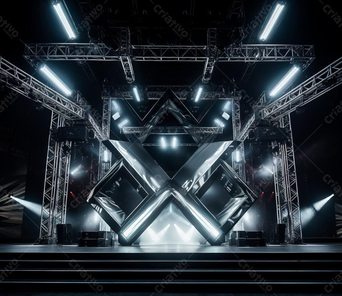 Palco moderno com estrutura metálica e iluminação