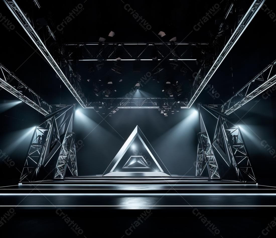 Palco futurista com iluminação cênica