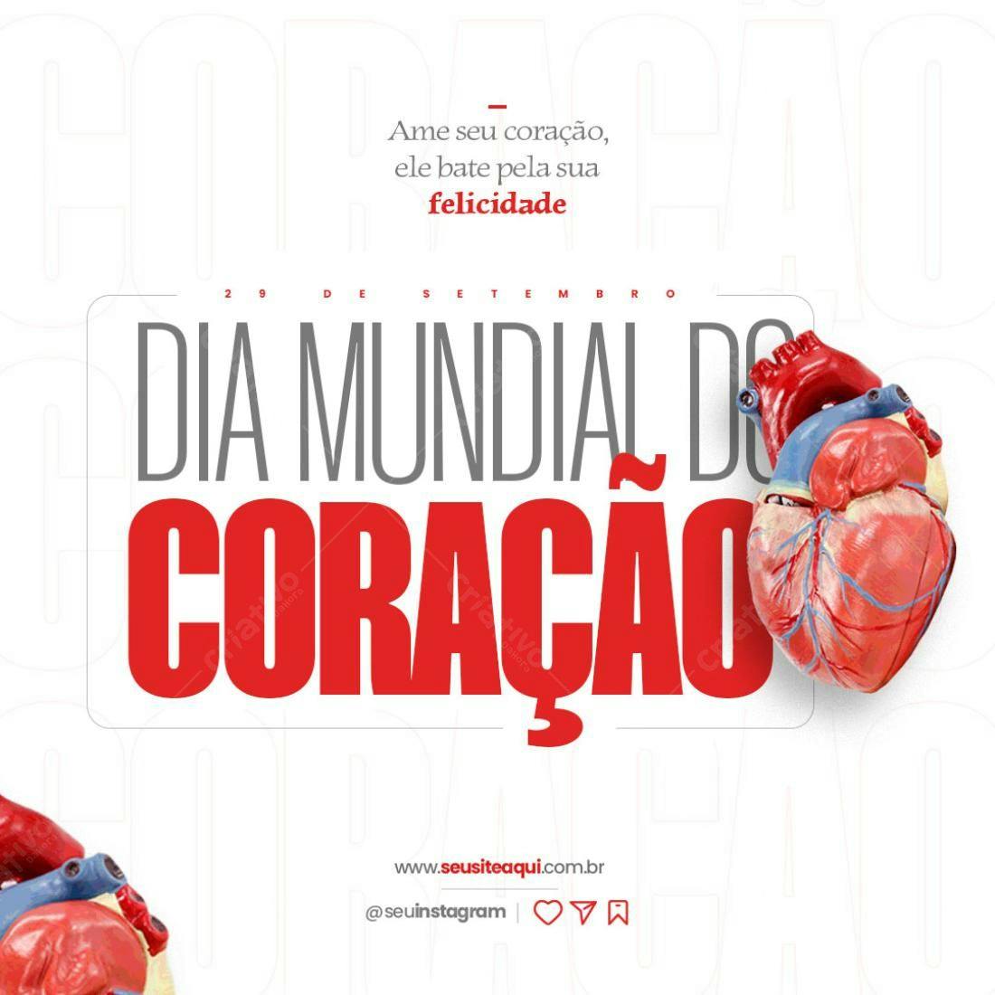 Post para Dia Mundial do Coração PSD Editável
