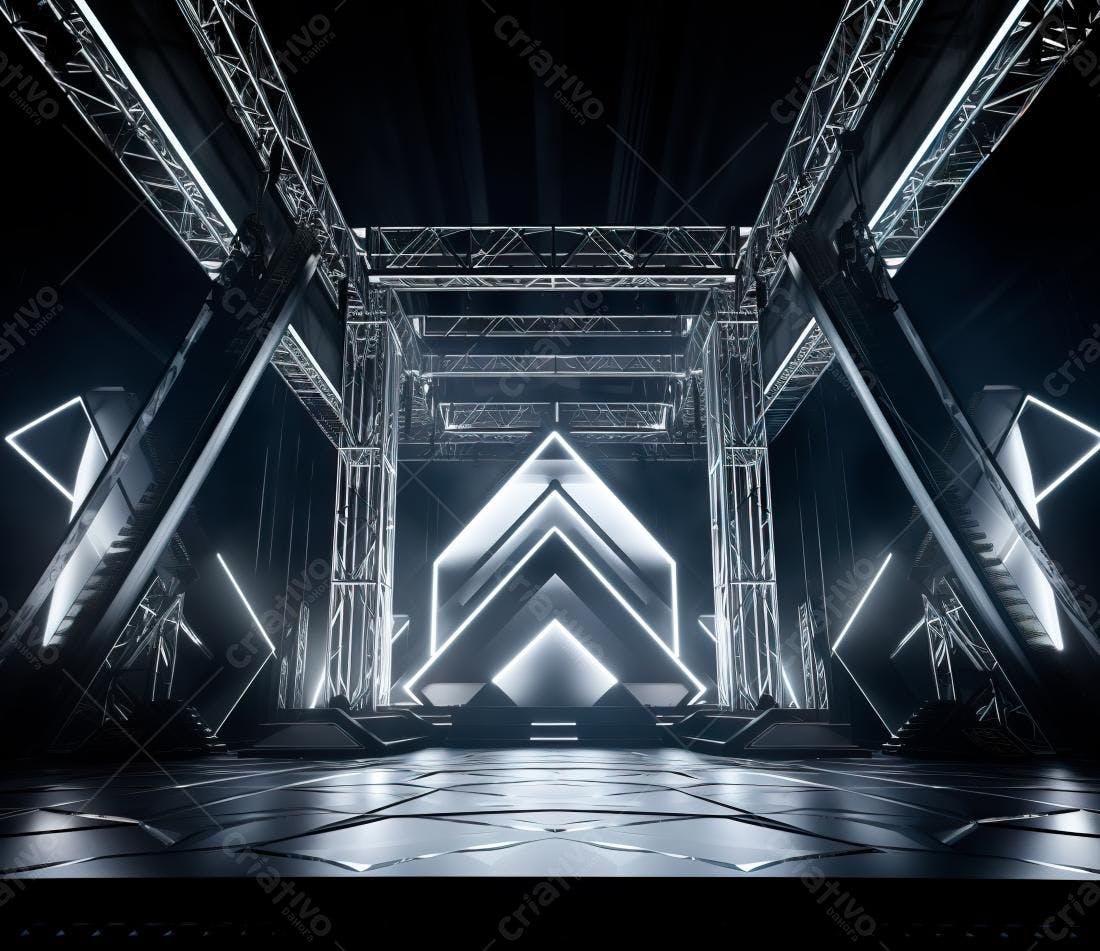 Palco futurista com iluminação neon