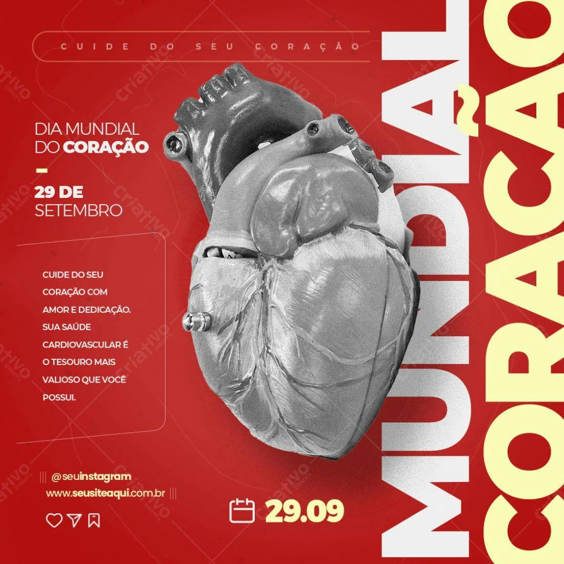 Flyer Dia Mundial do Coração PSD Editável