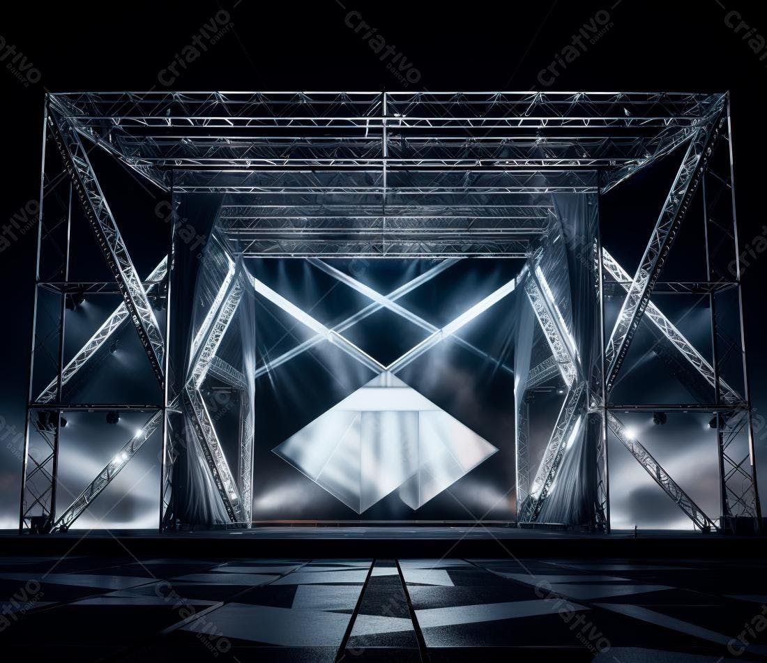 Palco de evento noturno estrutura metálica