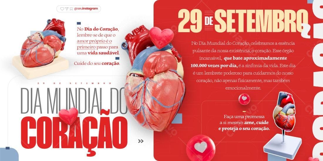 Post Dia Mundial do Coração PSD Editável