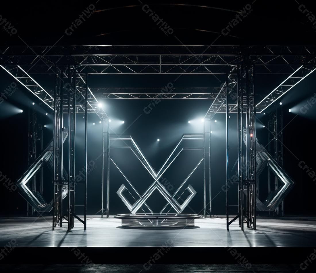 Palco iluminado com estrutura metálica moderna