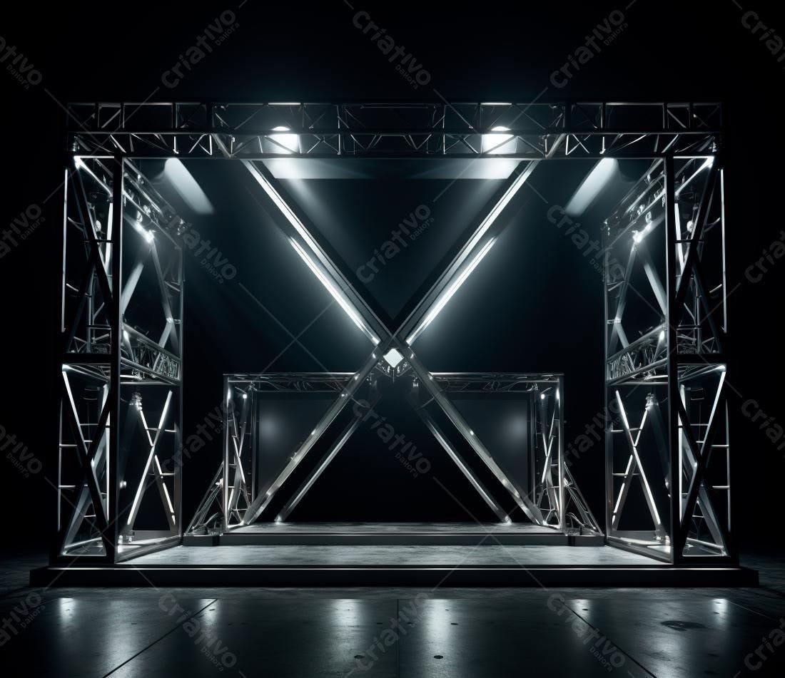 Estrutura metálica iluminada palco evento