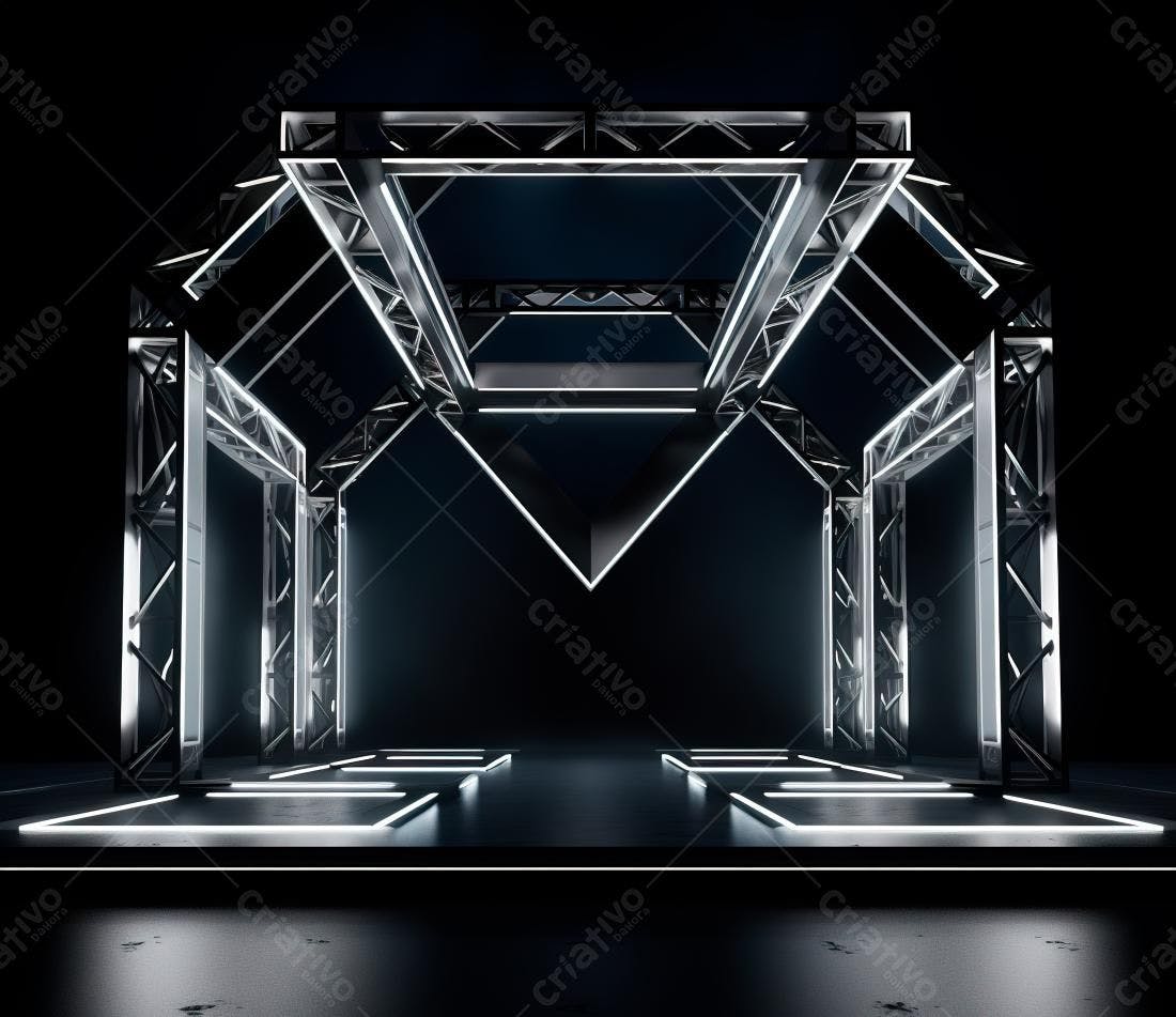 Estrutura metálica iluminada palco