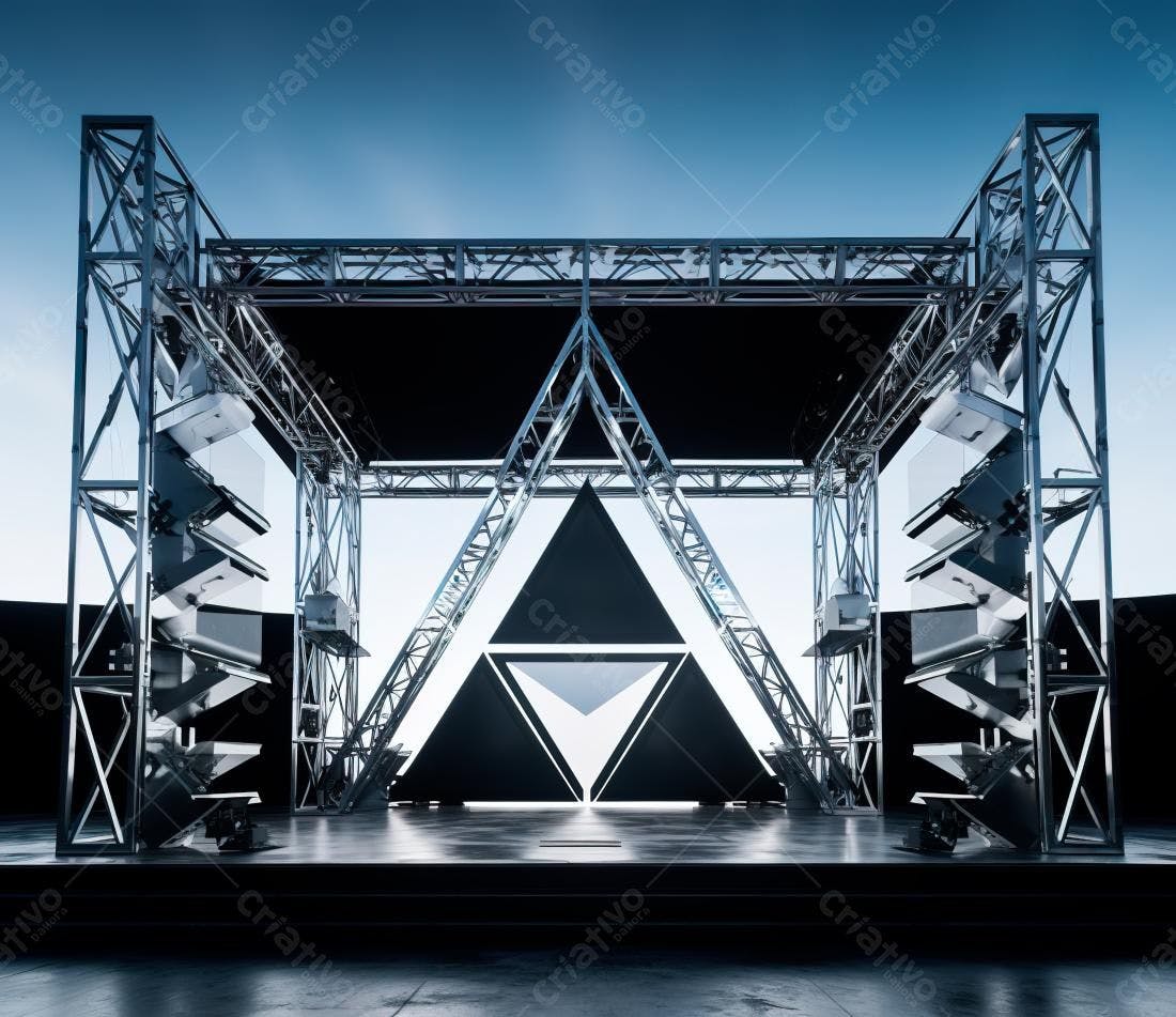 Palco metálico moderno com design triangular