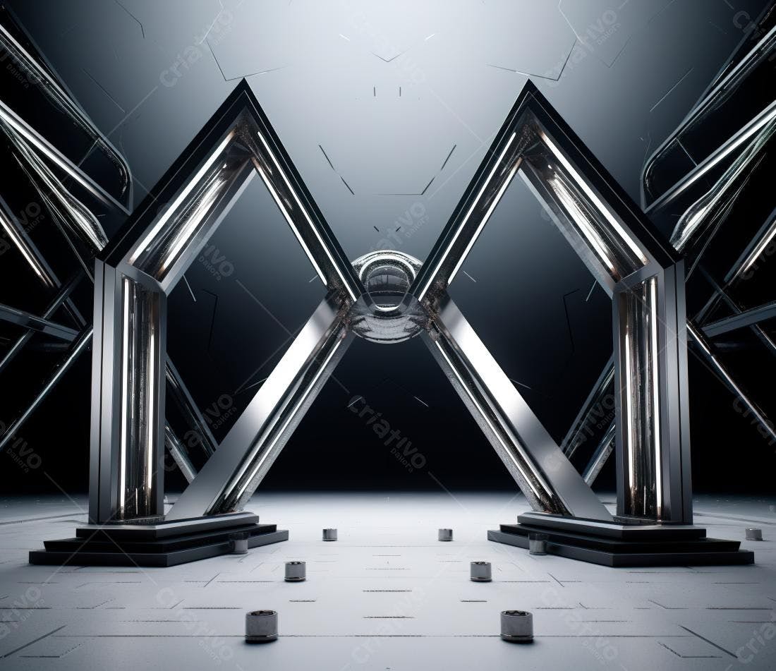 Estrutura metálica futurista abstrata