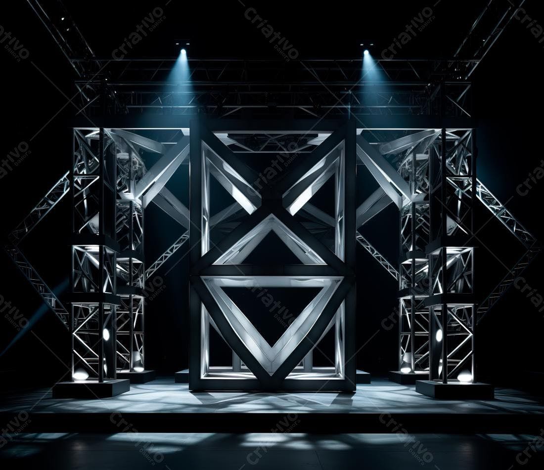 Estrutura metálica iluminada palco