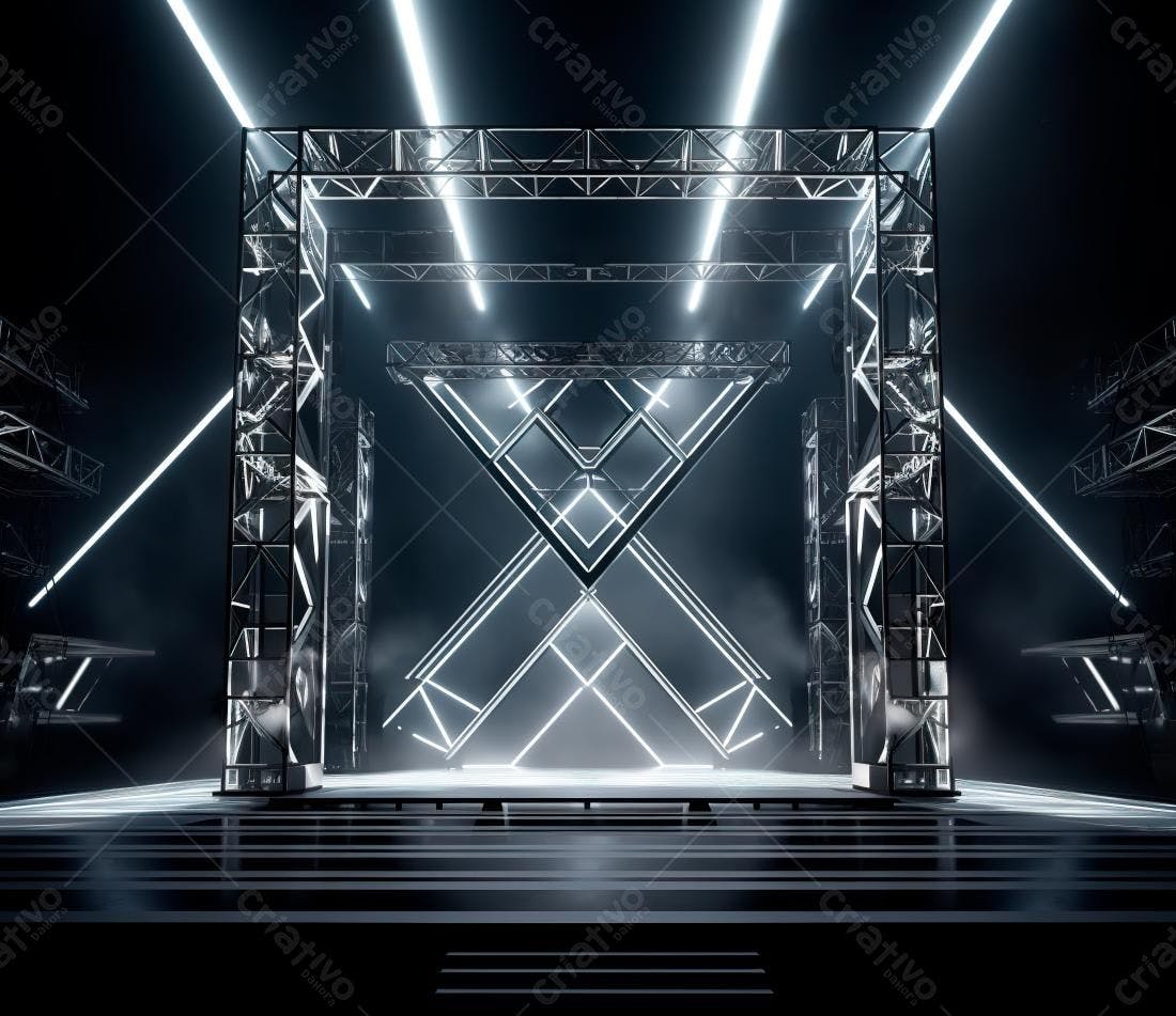 Palco futurista com iluminação neon
