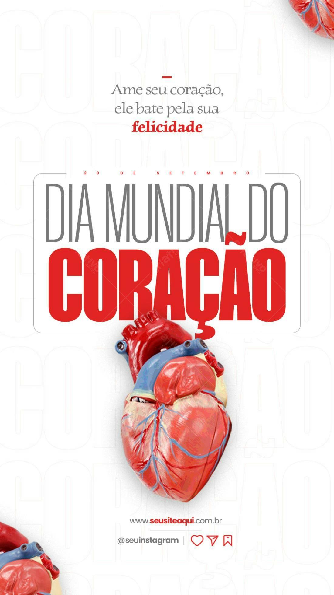 Flyer Dia Mundial do Coração PSD Editável