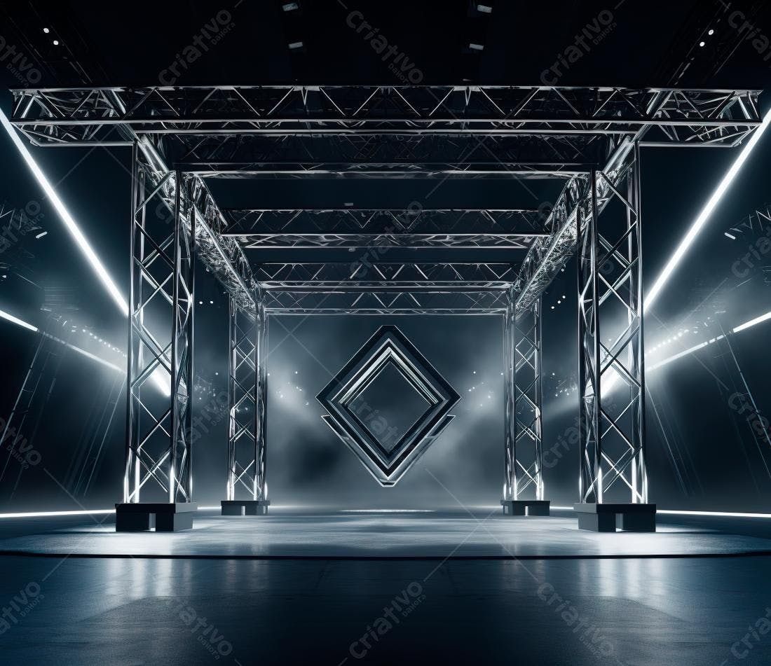 Estrutura metálica iluminada palco evento