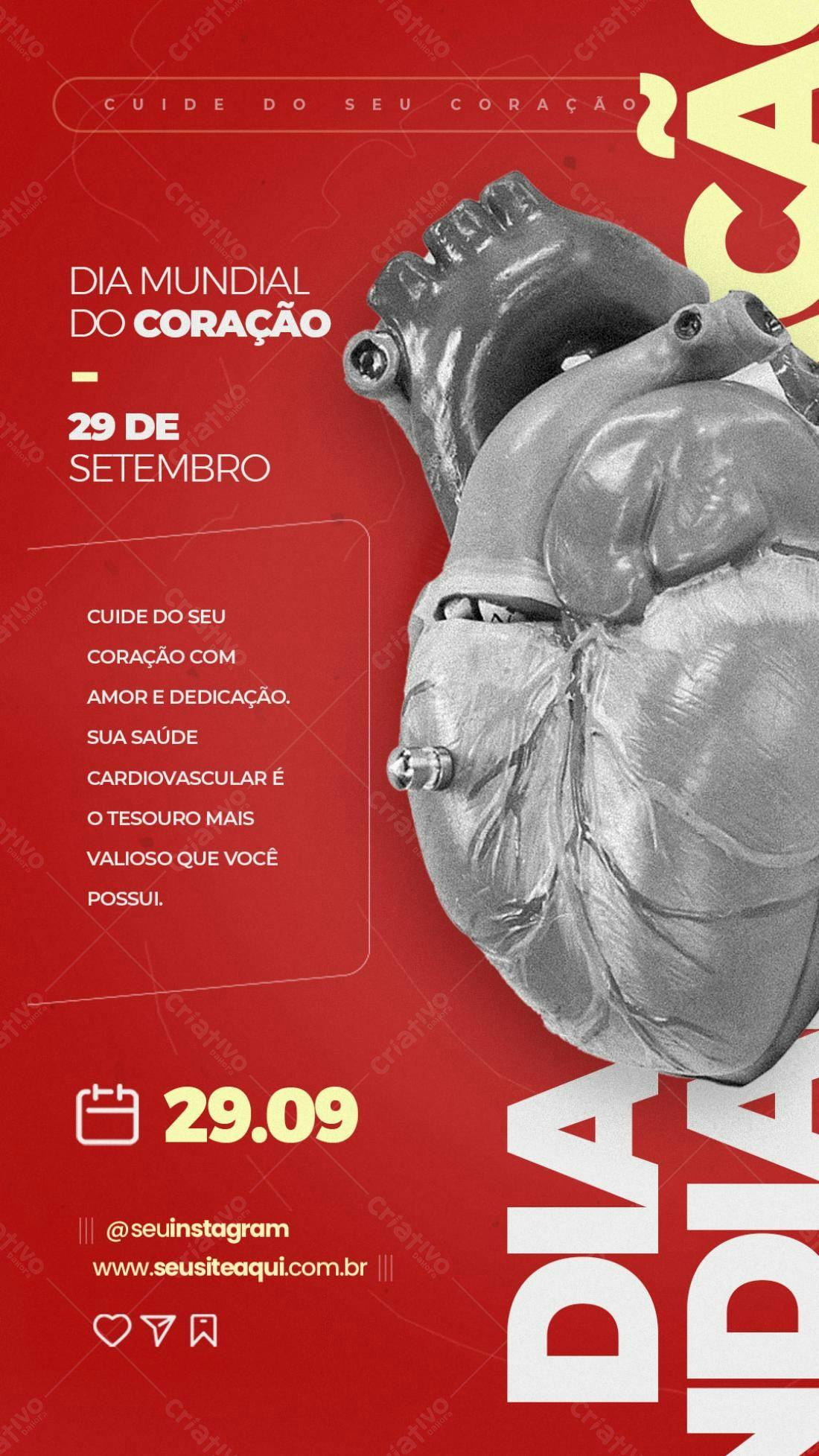 Flyer Dia Mundial do Coração PSD Editável