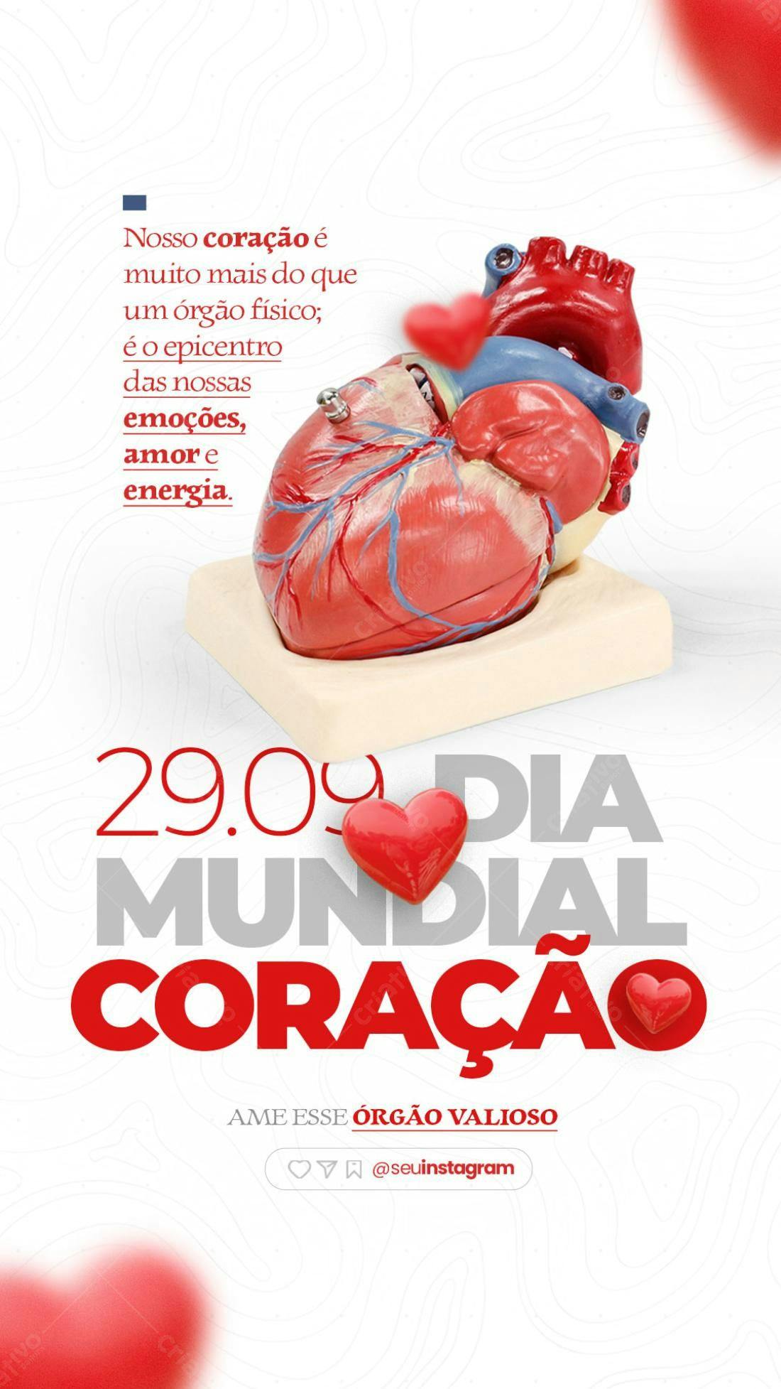 Flyer Dia Mundial do Coração PSD Editável