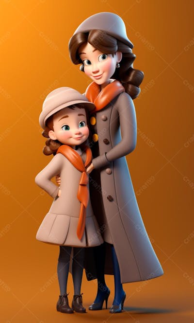 Personagem De Desenho Animado 3D De Babá E Uma Garotinha Fofa (10)