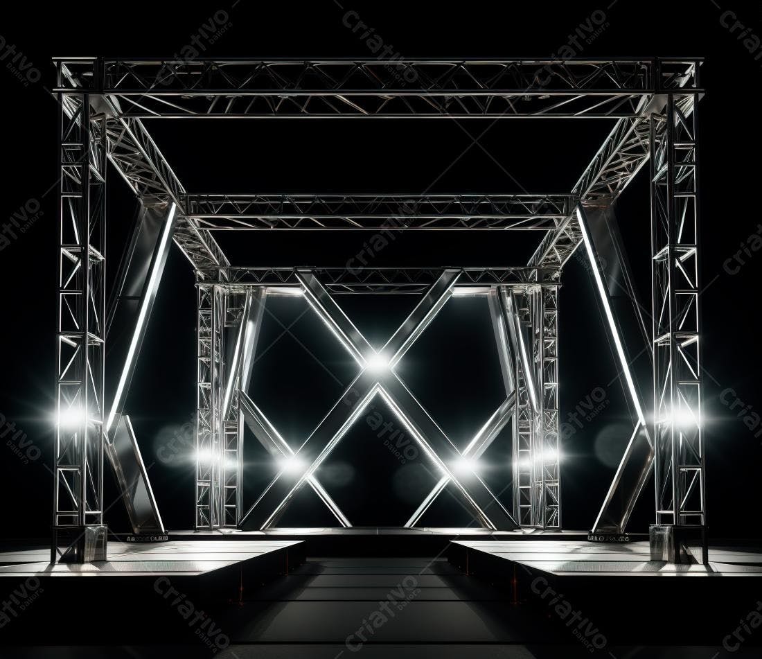 Estrutura metálica iluminada palco evento