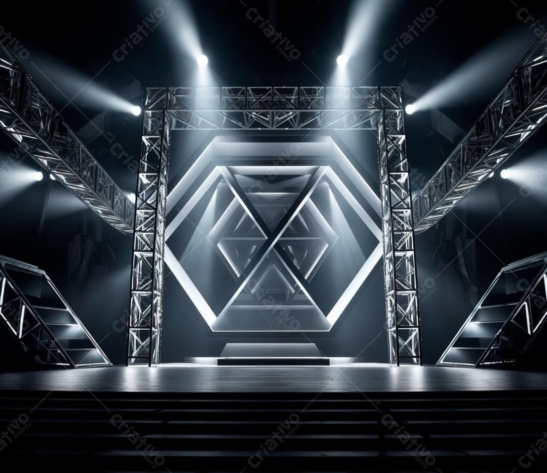 Palco iluminado com estrutura metálica moderna