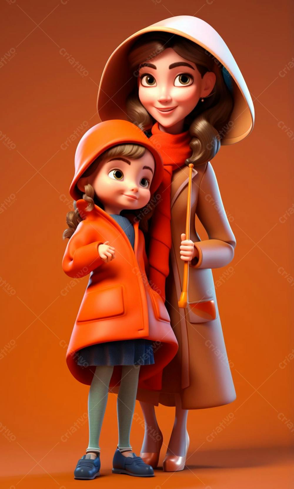 Personagem De Desenho Animado 3D De Babá E Uma Garotinha Fofa (17)