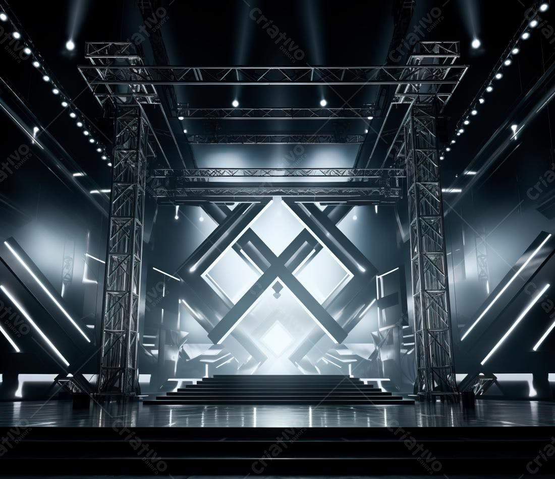 Palco futurista com iluminação dramática