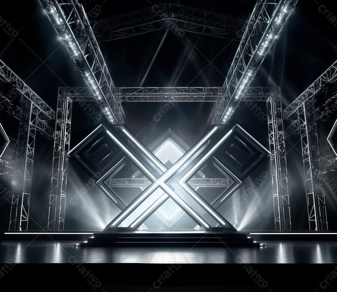 Palco futurista com iluminação dramática