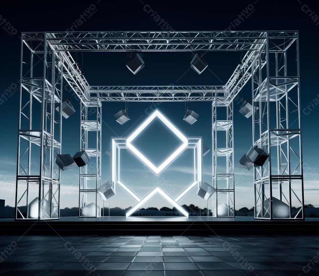 Palco Neon com Estrutura Metálica