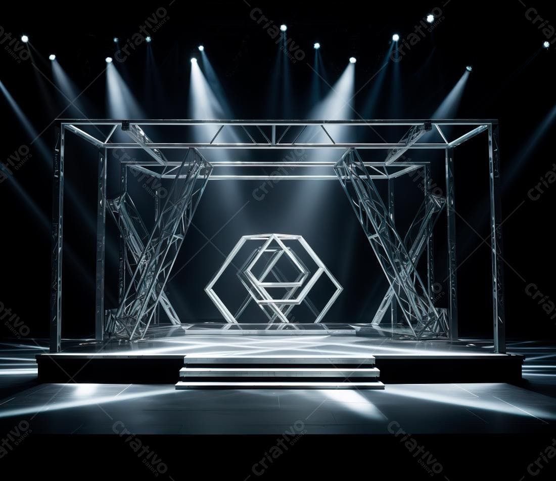 Palco metálico moderno com iluminação dramática