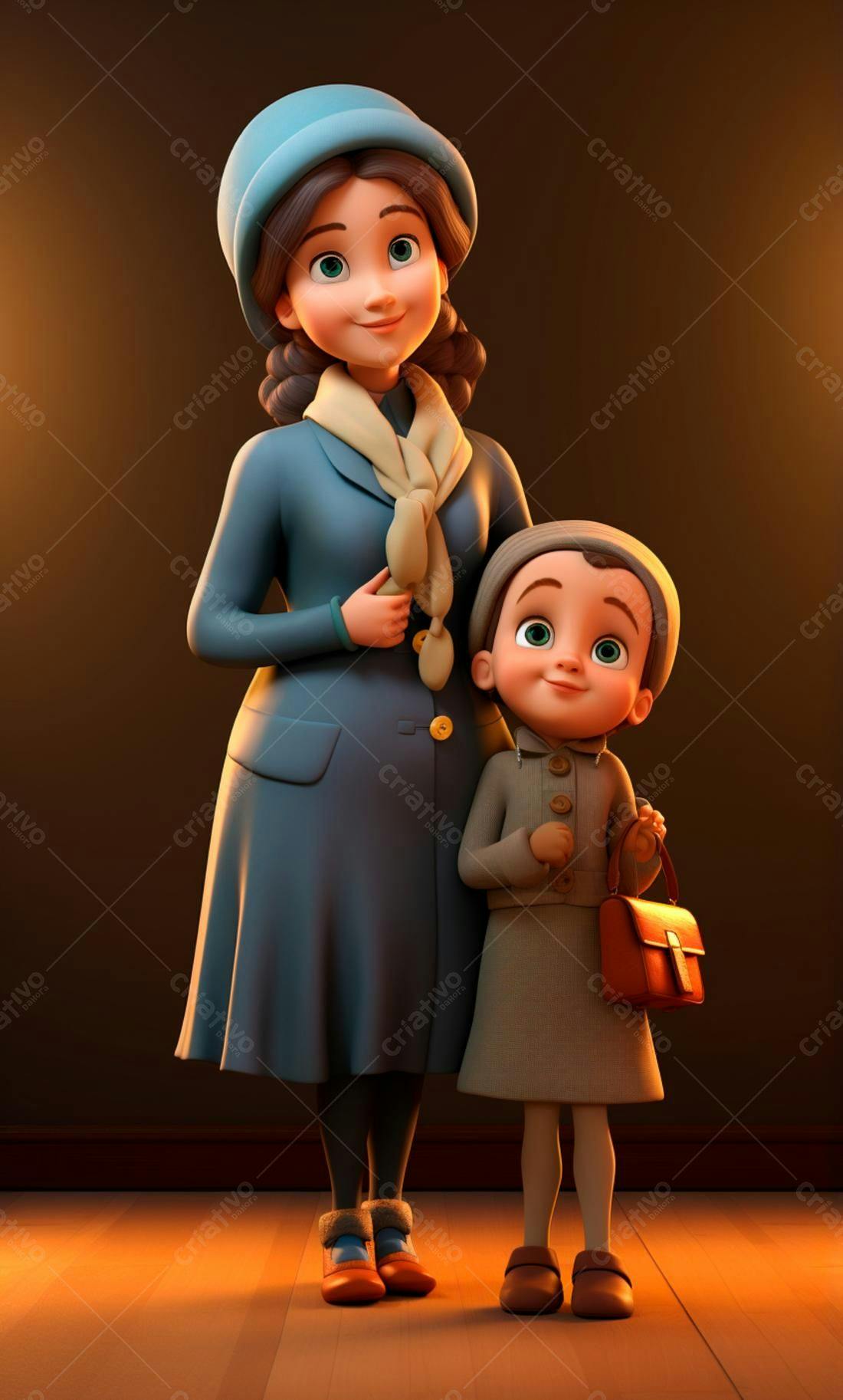 Mãe e filha em tons pastéis