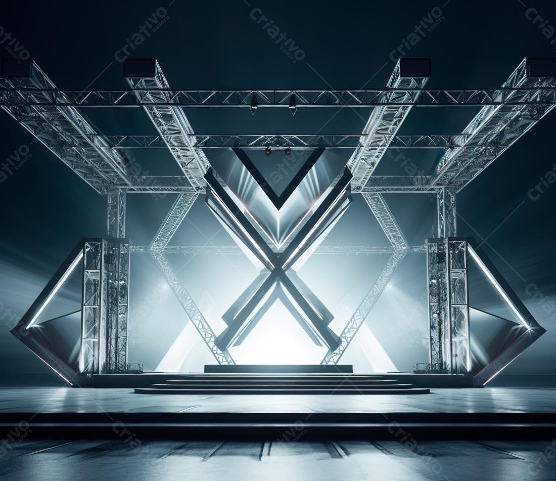 Palco futurista com estrutura metálica
